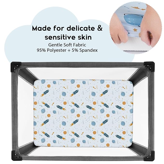 Yoofoss Pack and Play Sheets Fitted, Mini Crib Sheets 2-Pack - Image 2