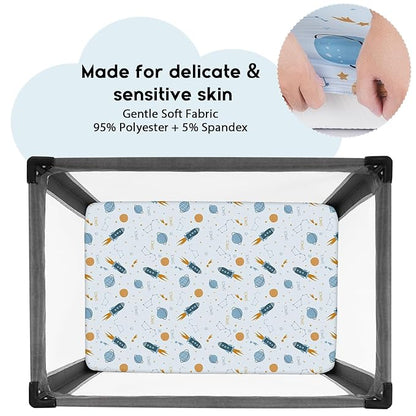 Yoofoss Pack and Play Sheets Fitted, Mini Crib Sheets 2-Pack - Image 2