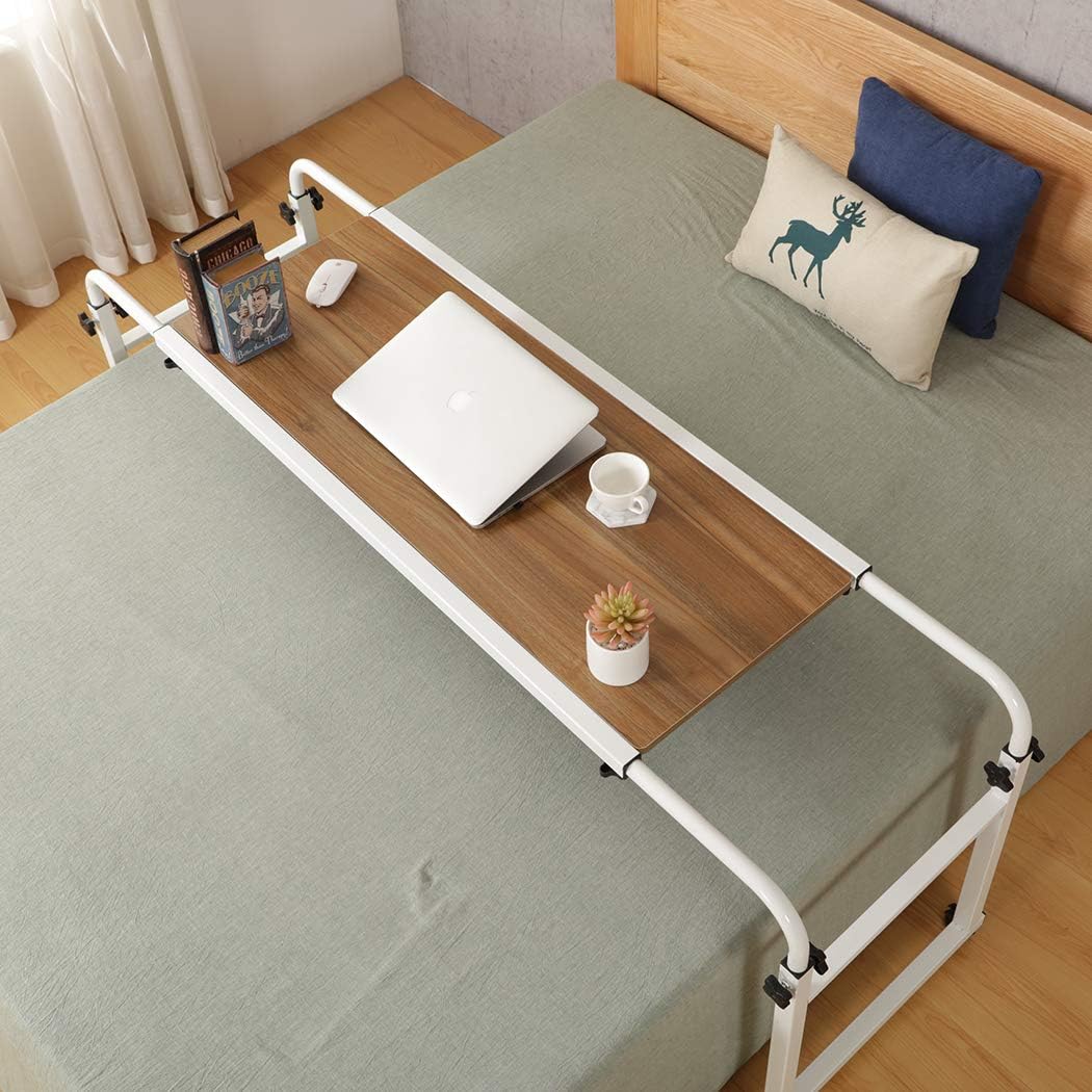 tigerdad adjustable overbed table with wheels, mobile laptop, main product view