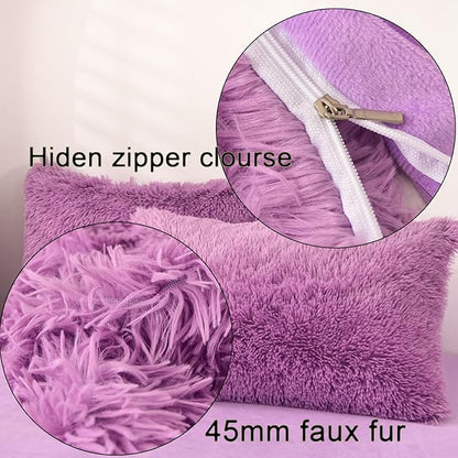 MorroMorn Decorative Pillows Covers, 2 Packs Faux Fur Pillow Cases Standard Size - Image 4