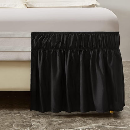 MEILA Wrap Around Bed Skirt Three Fabric Sides Elastic Dust Ruffled 14 Inch - Image 3