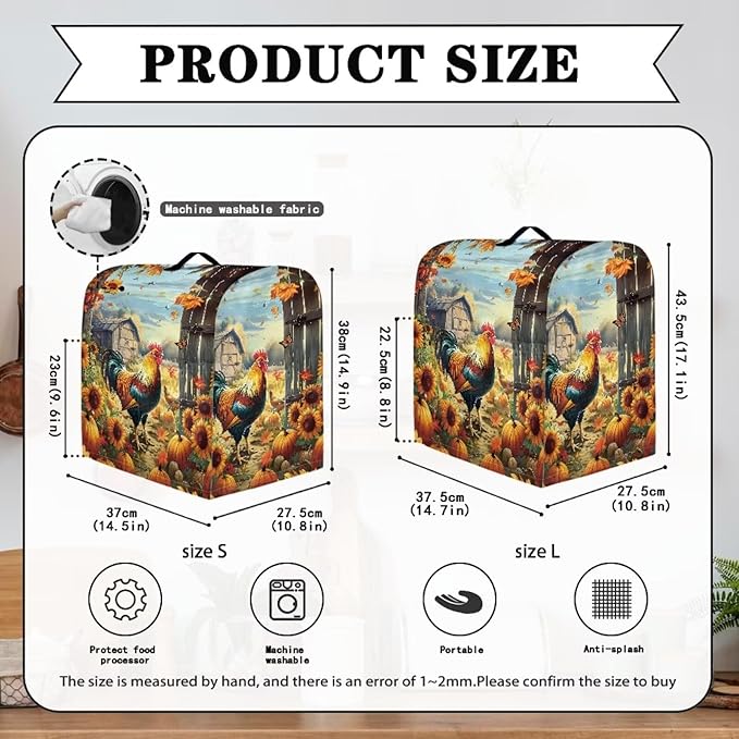 Stand Mixer Cover Rooster Sunflower Stand Mixer Dust Cover Kitchen Counter Food - Image 6