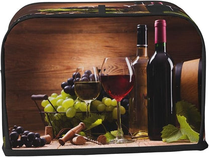 Red Wine Glasses Grape Wooden 2 Slice Toaster Cover, Waterproof Toaster Dust - Image 3