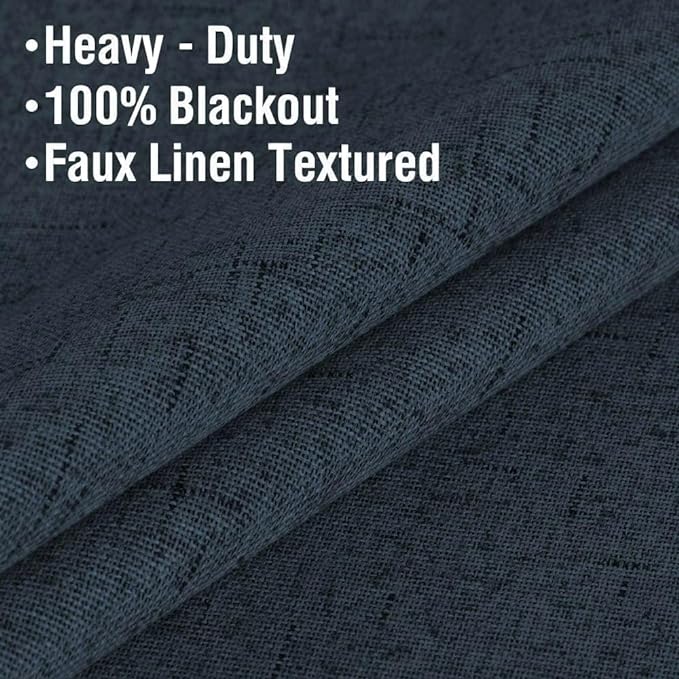 H.VERSAILTEX Linen Blackout Curtains 45 Inches Long 100% Absolutely Blackout - Image 4