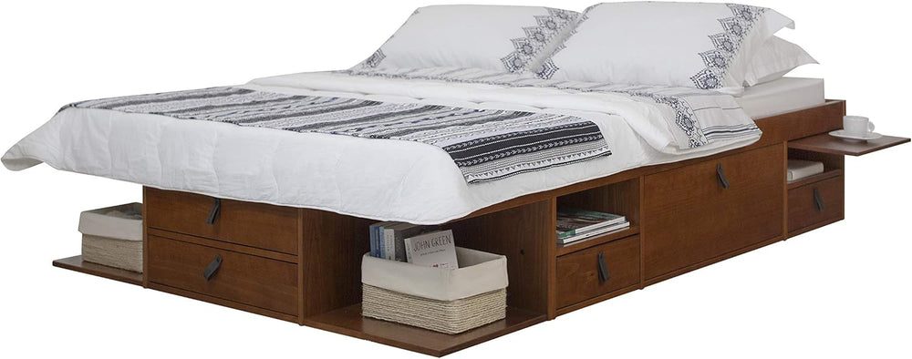 memomad Bali Storage Platform Bed Frame, Queen Size, Caramel Brown