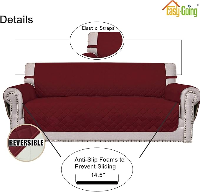 Easy-Going 4 Seater Sofa Slipcover Reversible Sofa Cover Water Resistant Couch - Image 3
