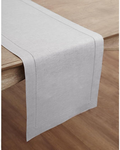 Solino Home Linen Soft Grey Table Runner 108 Inches Long - Image 2
