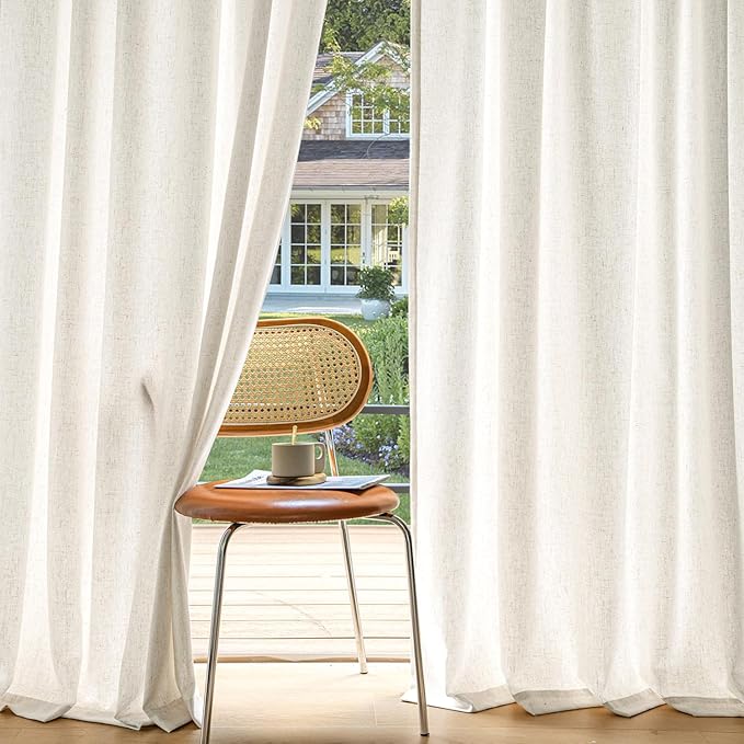MIULEE Non-See-Through Privacy Linen Curtains 2 Panels, Light Filtering Window by MIULEE