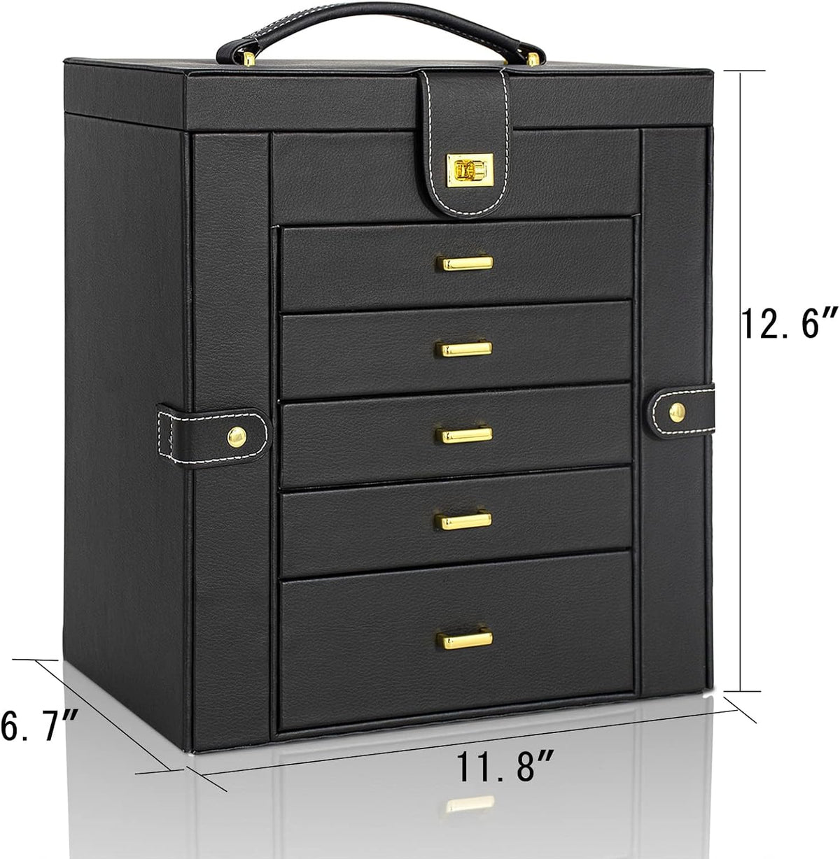 akozlin 6-tier jewelry box organizer 5 drawers storage, front angle view