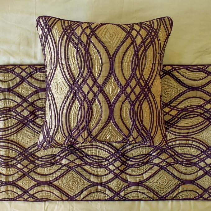The HomeCentric King/Queen/Twin Plum Designer CA King 86"x18" Bed Runner - Image 4