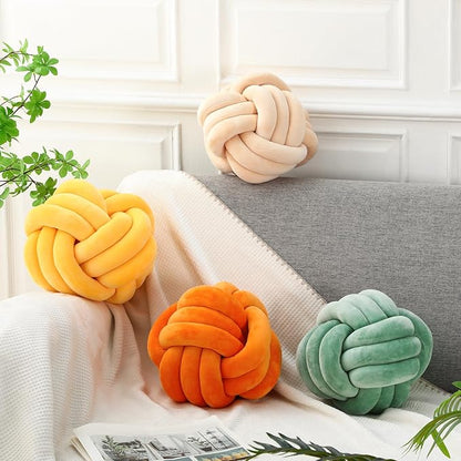 Yerliker 4 Pcs Knot Pillow Ball, 8.7 Inches Soft Home Decorative Round Throw - Image 4