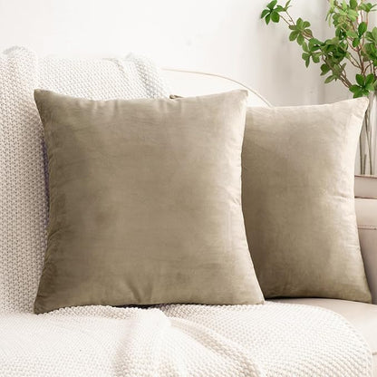 HWY 50 Taupe Velvet Throw Pillow Covers 20x20 Inch by HWY50
