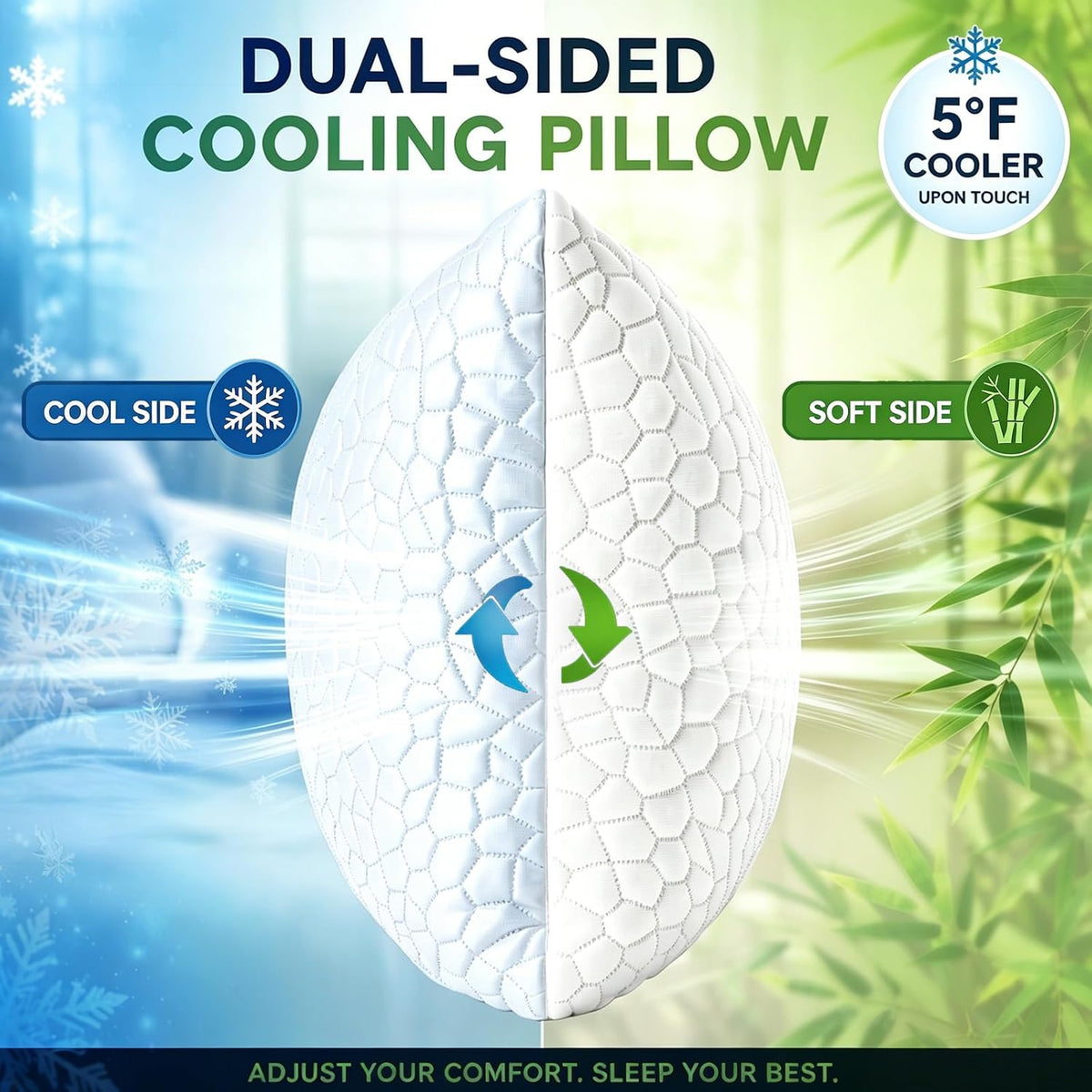 side sleeper pillow for side and back sleepers, close-up detail