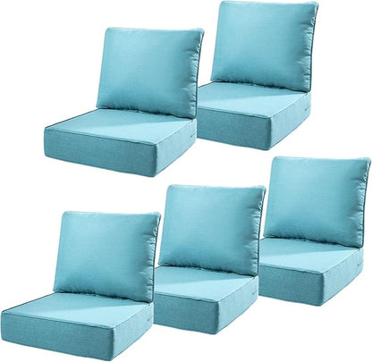 6" Thick Outdoor Cushions 22x24x6, 5-Set Deep Seat Patio Cushions by Pugire