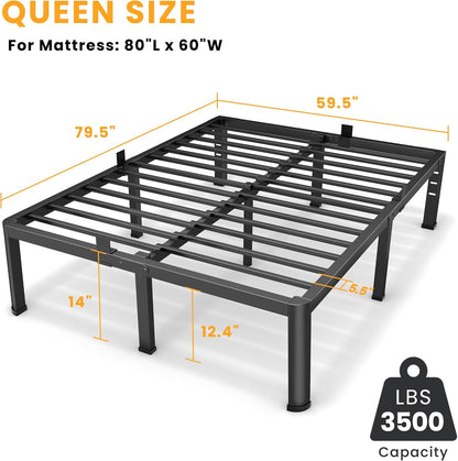 superay 14 inch queen metal bed frame with shown in use