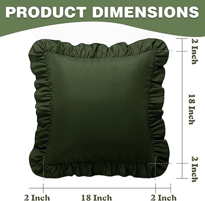 KKJIAF Ruffle Pillow Cases 18x18 Inches, Olive Green Square Ruffled Pillow - Image 3