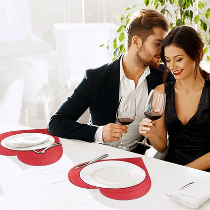 MixTeach 60 Pack Valentine's Day Glitter Heart Placemats Red Sparkle Paper - Image 7