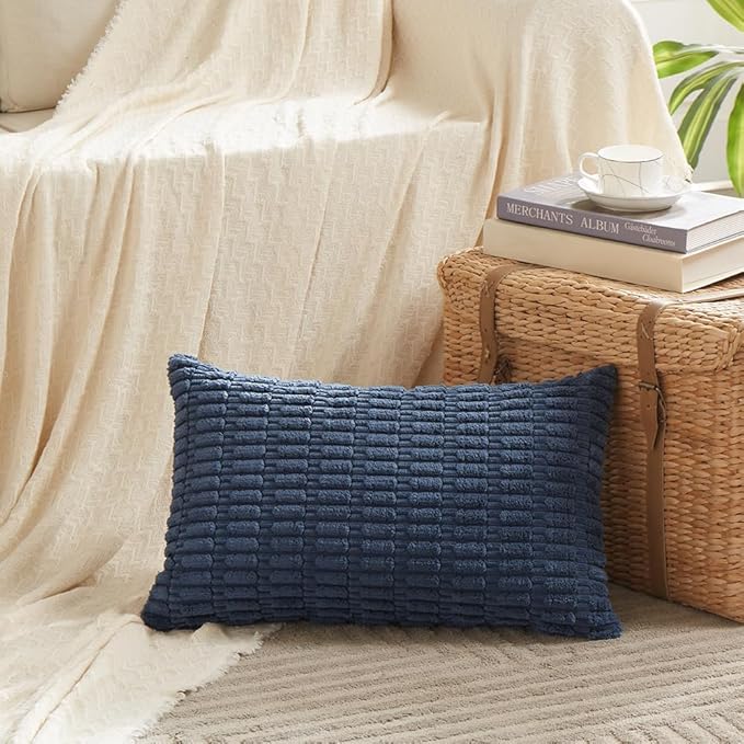 Fancy Homi 4 Packs Dusty Blue Decorative Throw Pillow Covers 16x24 Inch - Image 2