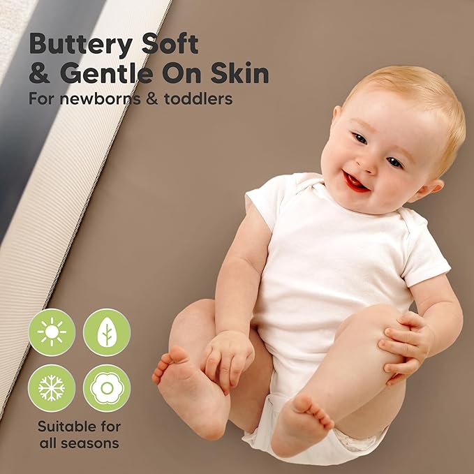2-Pack Waterproof Pack and Play Sheets, Mini Crib Sheets Fitted - Image 4