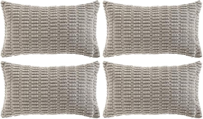 Fancy Homi 4 Packs Grey Decorative Throw Pillow Covers 14x24 Inch by Fancy+Homi