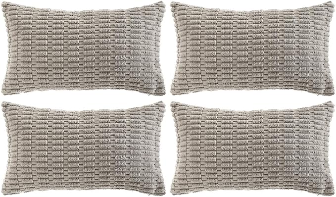 Fancy Homi 4 Packs Grey Decorative Throw Pillow Covers 12x20 Inch by Fancy+Homi