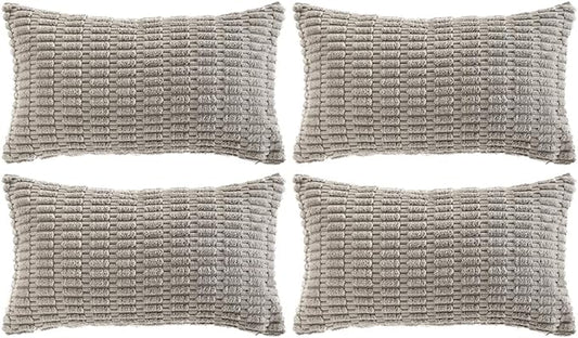 Fancy Homi 4 Packs Grey Decorative Throw Pillow Covers 12x20 Inch by Fancy+Homi