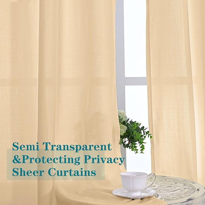 BGment Linen Look Semi Sheer Curtains - Image 4