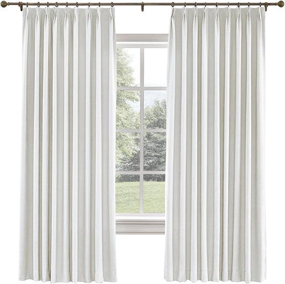 TWOPAGES 36 W x 96 L inch Pinch Pleated Curtain Blackout Linen Drapery by TWOPAGES