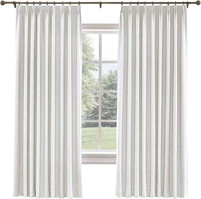 TWOPAGES 26 W x 102 L inch Pinch Pleated Curtain Blackout Linen Drapery by TWOPAGES