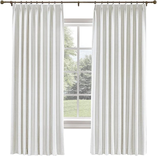 TWOPAGES 26 W x 96 L inch Pinch Pleated Curtain Blackout Linen Drapery by TWOPAGES