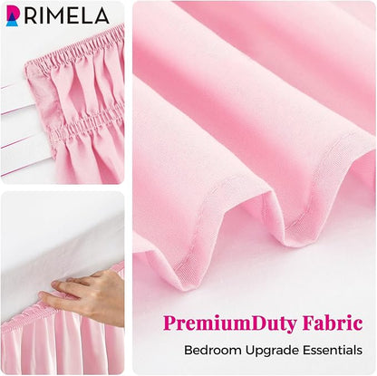RIMELA Dusty Pink Bed Skirt Queen Size 15 Inch Drop, Wrap Around Elastic - Image 8