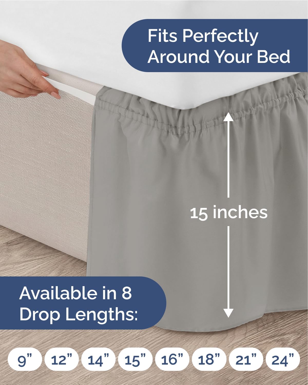 cgk wrap around dust ruffle bed skirt, side view