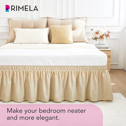 RIMELA Oatmeal Bed Skirting Queen Size Bed Skirt 15 Inch Drop, Wrap Around - Image 7