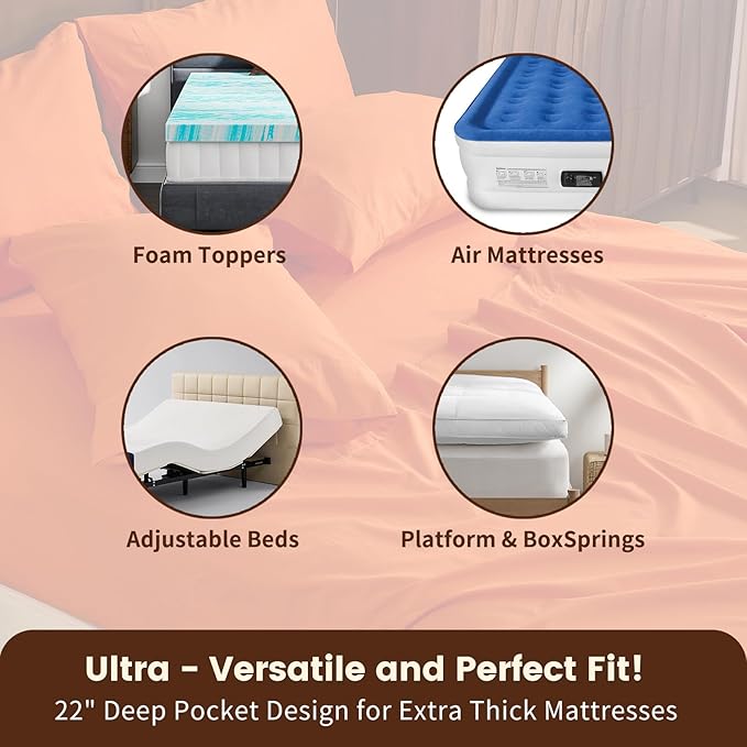 100% Linen Sheet Set Queen Size Extra Deep Pocket Fits 18-24 Inch Mattress - Image 3