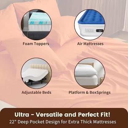 100% Linen Sheet Set Queen Size Extra Deep Pocket Fits 18-24 Inch Mattress - Image 3