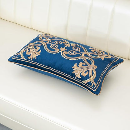 Aeckself European Floral Pillow Cover 12x20 Inch, Luxury Velvet Embroidered - Image 3