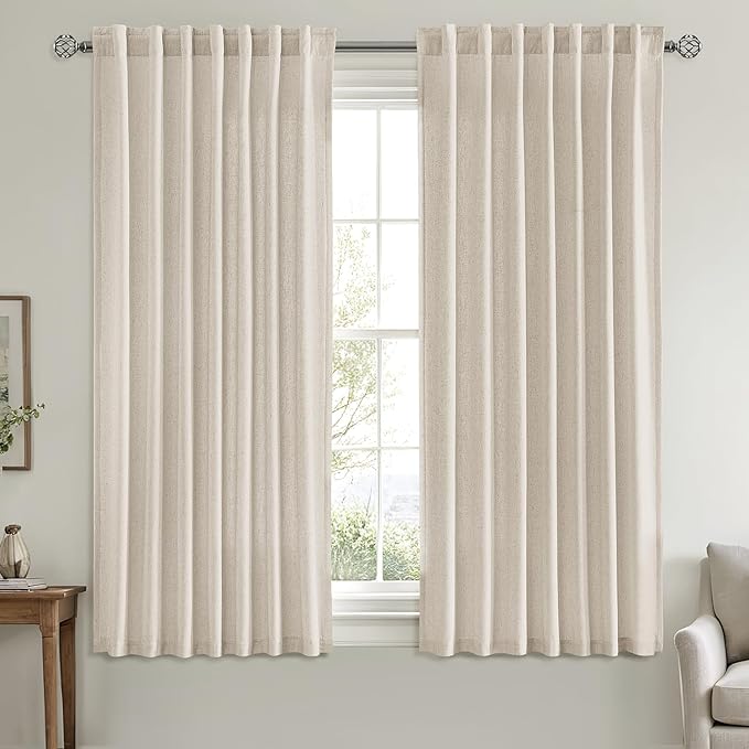 MIULEE Non-See-Through Privacy Linen Curtains 2 Panels, Light Filtering Window - Image 3