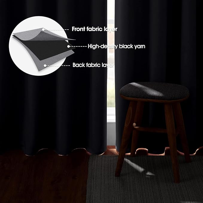 HOMEIDEAS Light Grey Blackout Curtains 42 X 84 Inch 2 Panels Room Darkening - Image 3