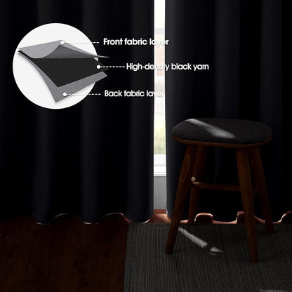 HOMEIDEAS Blackout Curtains for Bedroom 52 X 96 Inch Long 2 Panels Set Light - Image 3