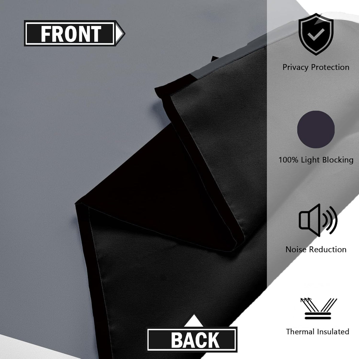 tyrot black white grey blackout curtains for bedroom showing dimensions