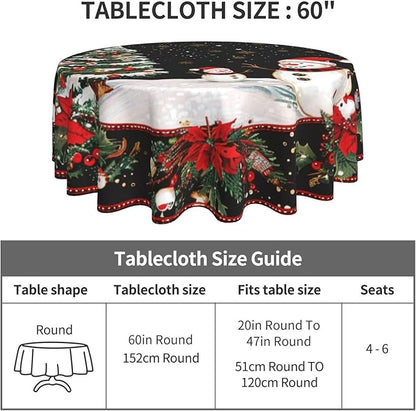Christmas Snowman Round Tablecloth 60 Inch, Christmas Tree Decorations Round - Image 4