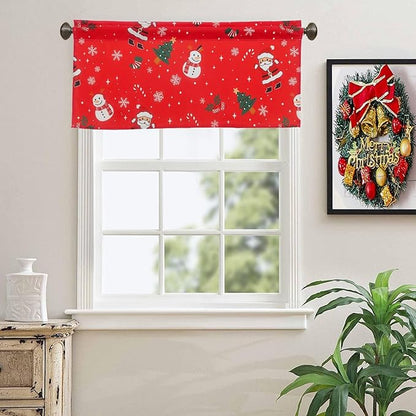 Christmas Valance 52x18 Inch, Light Filtering Rod Pocket Valances by HighQualityCurtains