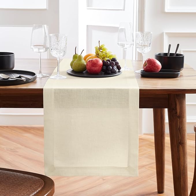 Solino Home Linen Ivory Table Runner 60 Inches by SolinoHome
