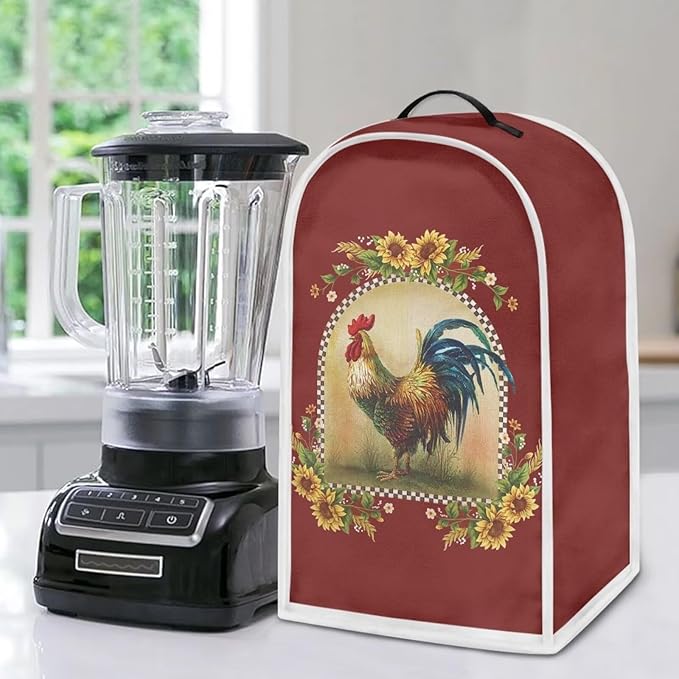 Sunflower Rooster Print Blender Dust Cover, Stand Mixer or Coffee Maker - Image 5