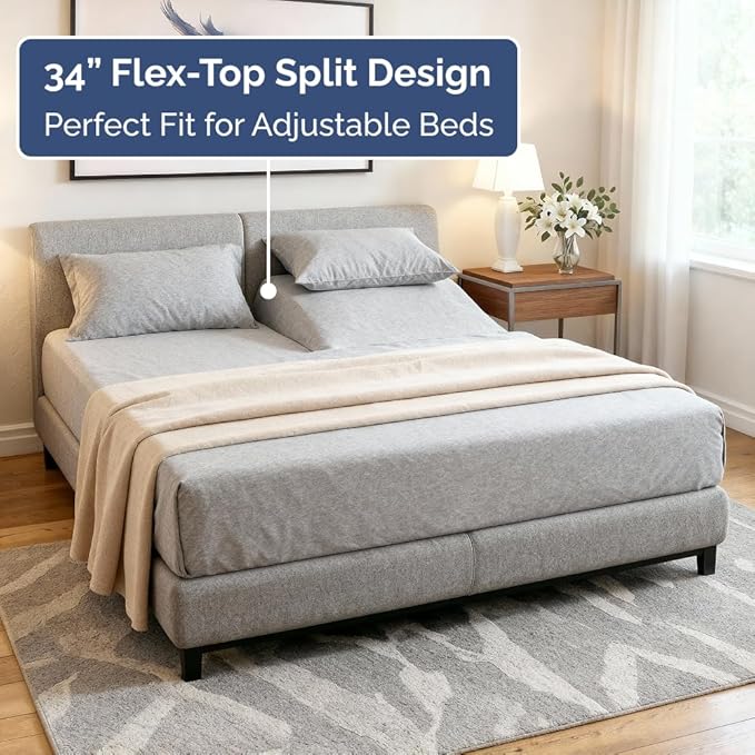 Split Head King Sheet Set – 4 Piece Flex Split Top King Sheets - Image 3