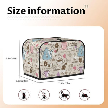 Beige Coffee Love Heart 2 Slice Toaster Cover, Waterproof Toaster Dust Cover - Image 6