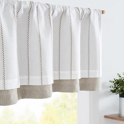 jinchan Nautical Valance Striped Linen Curtain 18 Inch Farmhouse Room Darkening by JINCHAN