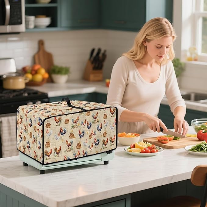 Rooster Chicken Chick Print Waterproof Toaster Oven Cover Heavy Duty Microwave - Image 4