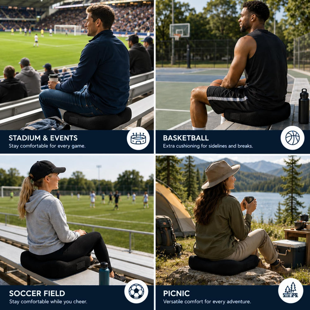 Foldable Stadium Seat Cushion - Extra Thick 50D Bleacher Cushion