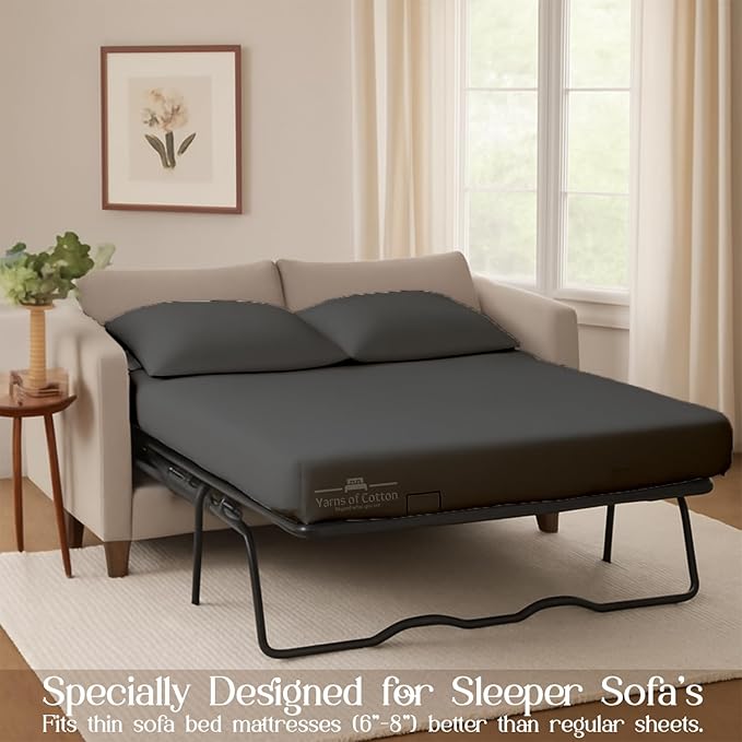 Sleeper Sofa 4 Piece Bed Sheet Set Premium Quality 100% Cotton 500 Thread Count - Image 3
